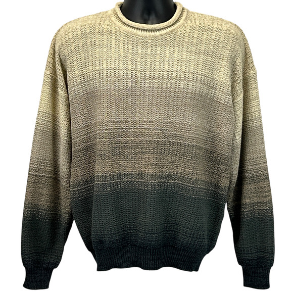 Vintage 90s Blake & Manley Sweater Mens L Large Long Sleeve Gradient Beige - Picture 1 of 6